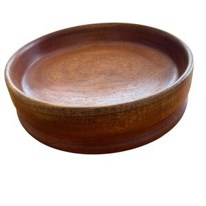 Vintage Turned Wood Decorative Centerpiece Bowl Felt Bottom 6 1/2” Mid Century